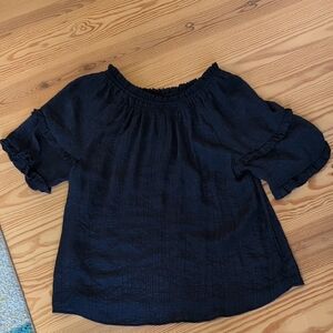 Elegant Navy Blue Off-Shoulder Top